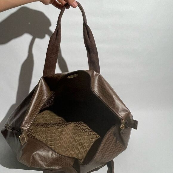 Mario Valentino Travel Boston Bag PVC Leather Brown - Picture 5 of 14